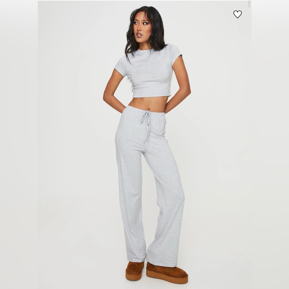 ✨ Princess Polly Grey Lounge Set | Crop Top + Wide Leg Pants | Size 2